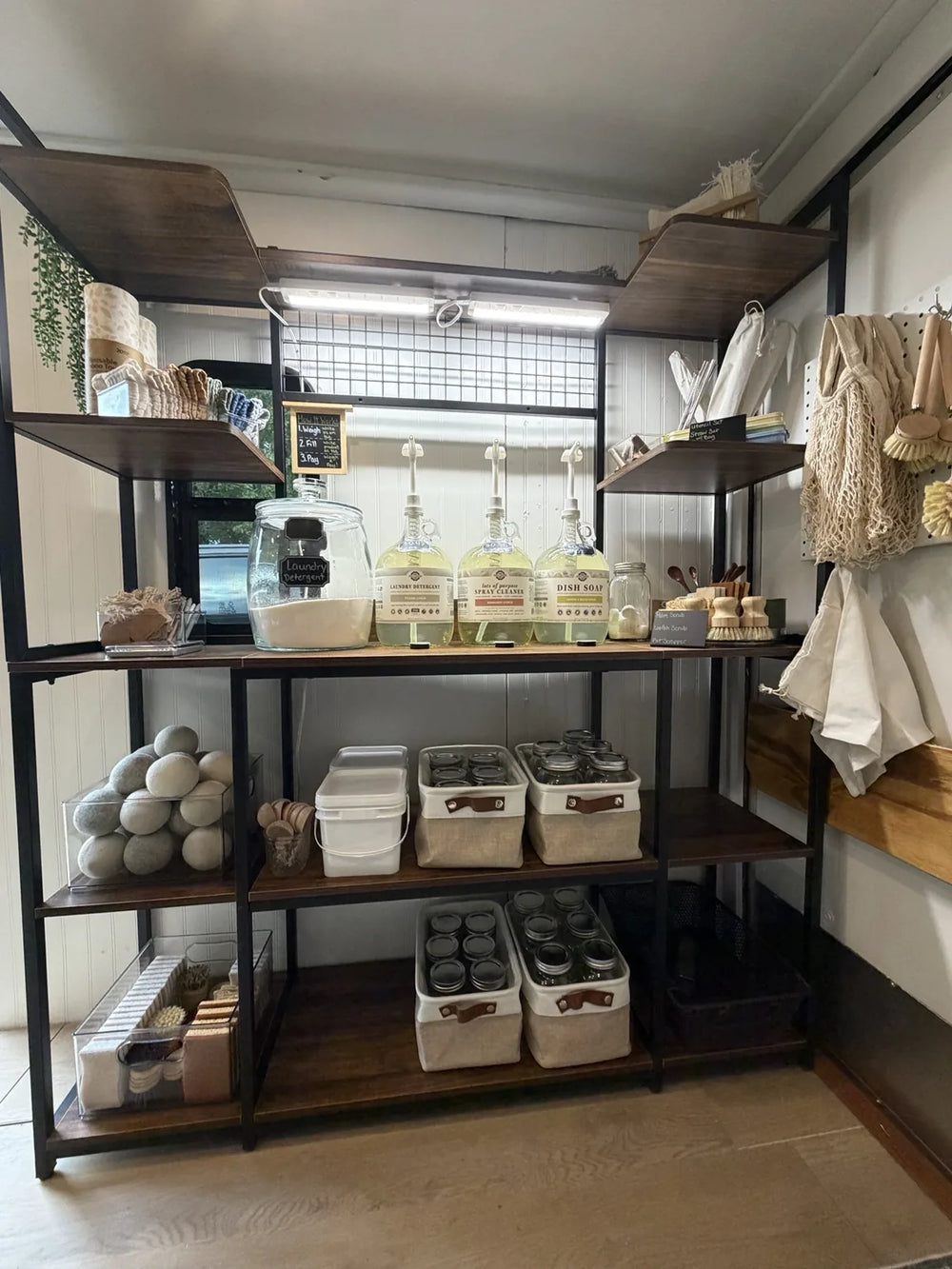 Low-waste products and refill containers inside Compass Ridge boutique