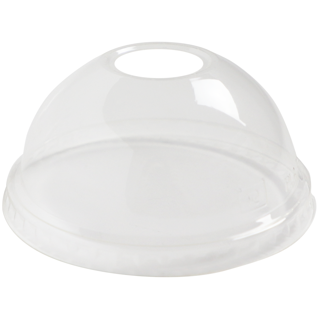 World Centric PLA Dome Lid with Straw Hole for Cold Cups, Fits 9Q-24 oz, Clear (QTY 1000), SKU CPL-CS-12D