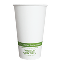 World Centric 16 oz FSC Paper Hot Cup, White, PLA-Lined (QTY 1000), SKU CU-PA-16