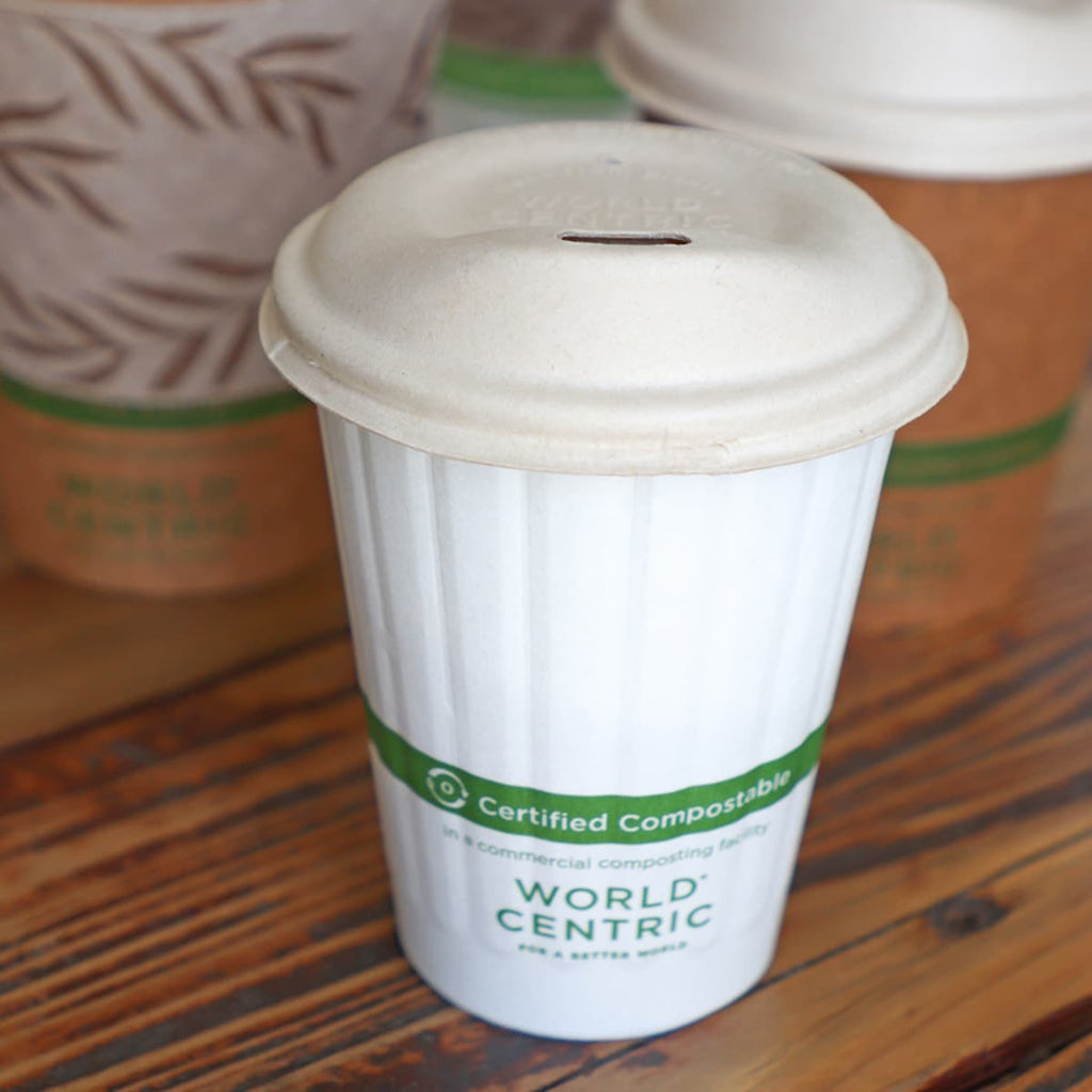 World Centric 8 oz Double Wall Paper Hot Cup, White, Compostable (QTY 1000), SKU CU-PA-8D