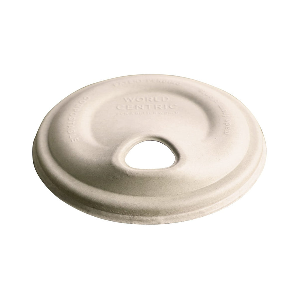 World Centric Fiber Sip Lid for 12-22 oz Cold Cups Compostable Bamboo Plant Fiber Strawless Lid (QTY 1000), SKU CUL-FB-12NS-LF