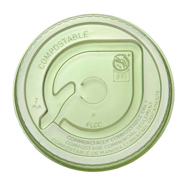 Eco-Products GreenStripe Compostable Cold Cup Flat Lids 12-20 oz, Green (QTY 1000), SKU EP-FLCCGN