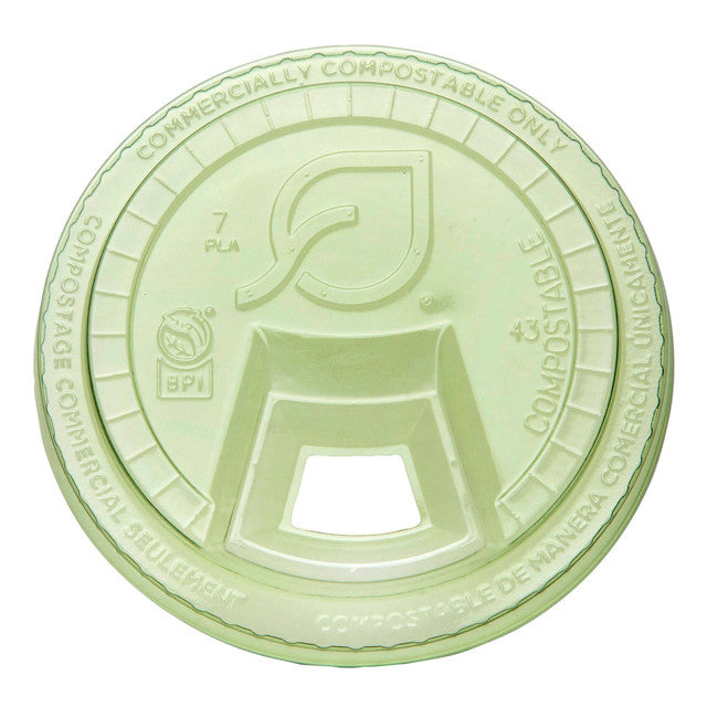 Eco-Products GreenStripe Compostable PLA Sip Lid for 9-24 oz Cold Cups, Green (QTY 1000), SKU EP-FLCSGN