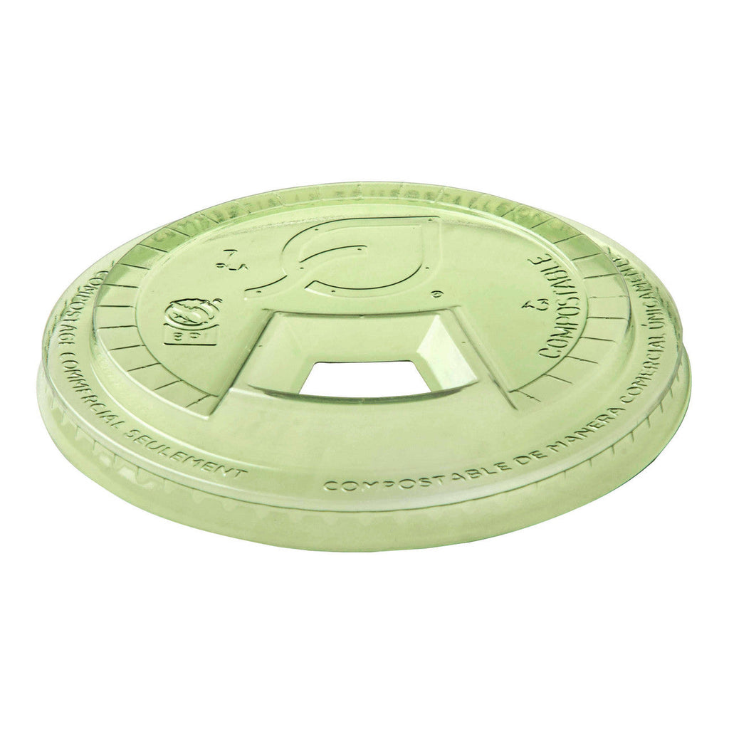 Eco-Products GreenStripe Compostable PLA Sip Lid for 9-24 oz Cold Cups, Green (QTY 1000), SKU EP-FLCSGN