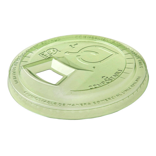 Eco-Products GreenStripe Compostable PLA Sip Lid for 9-24 oz Cold Cups, Green (QTY 1000), SKU EP-FLCSGN