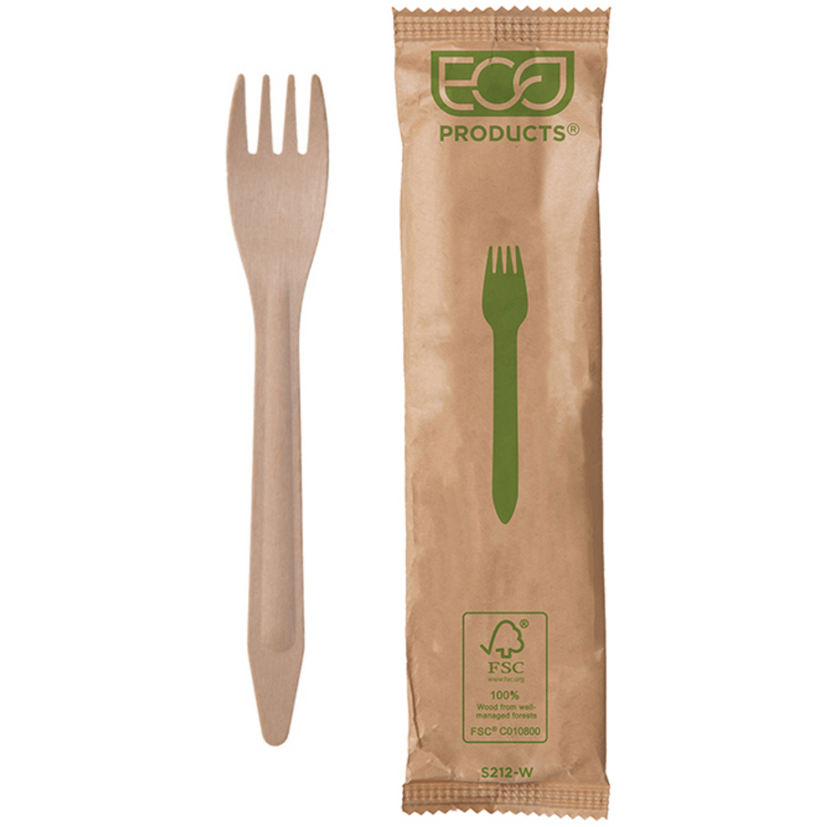 Eco-Products GreenStripe FSC Certified Wrapped Wood Fork, 6.5 in, Renewable & Compostable (QTY 500), SKU EP-S212-W