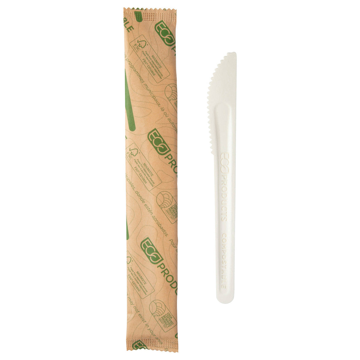 Eco-Products GreenStripe 6in Wrapped Paper Knife, FSC Mix Credit, Compostable (QTY 500), SKU EP-S311-W