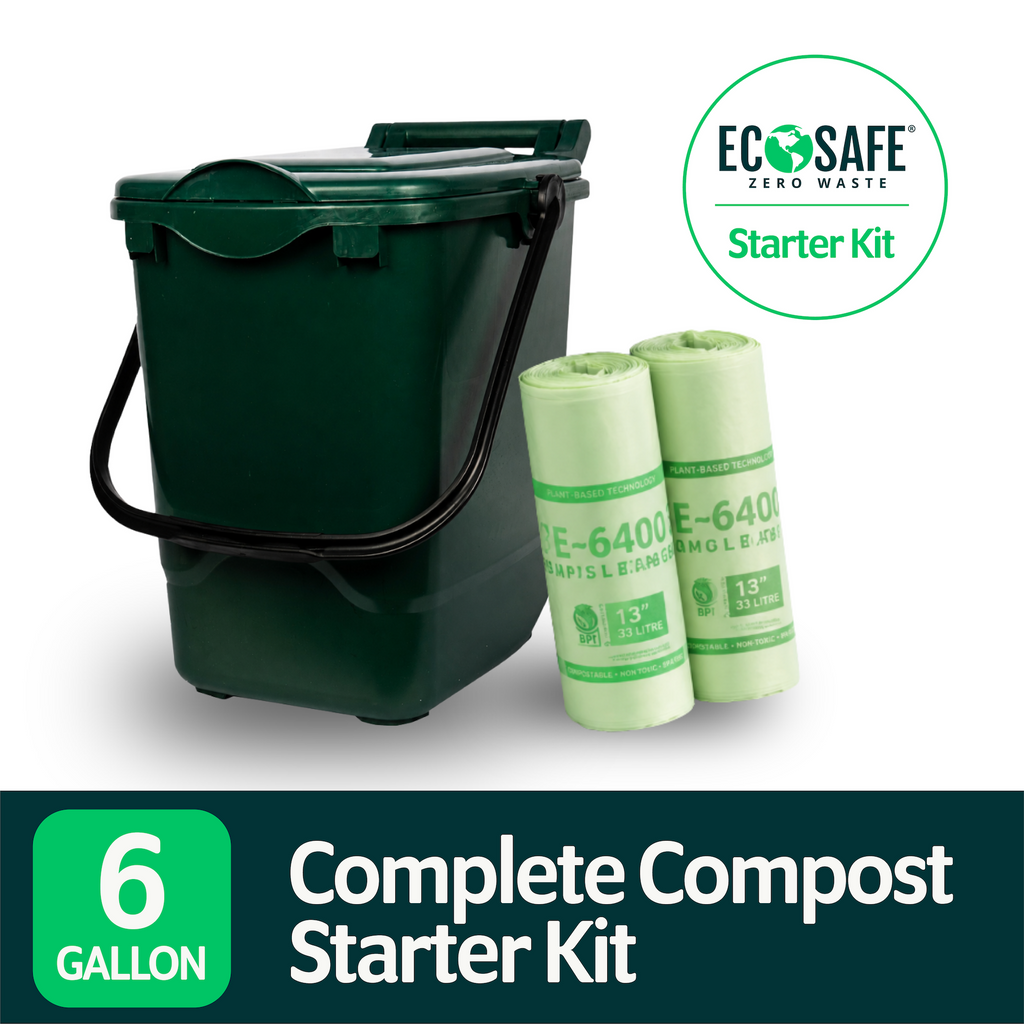 EcoSafe 6 Gallon Bin Caddy & Liners (QTY: 1 Bin + 24 Liners)