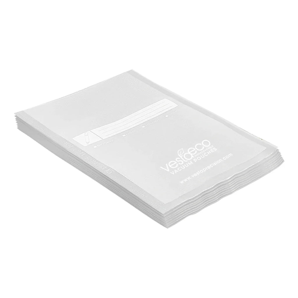 VestaEco Compostable Chamber Vacuum Seal Pouches, 8" × 12" Quart Size (QTY 100), SKU 218112