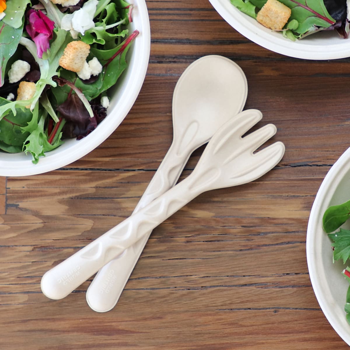 World Centric 10 in Compostable Fiber Serving Fork Plant Fiber Utensil (QTY 100), SKU SF-FB-10-LF