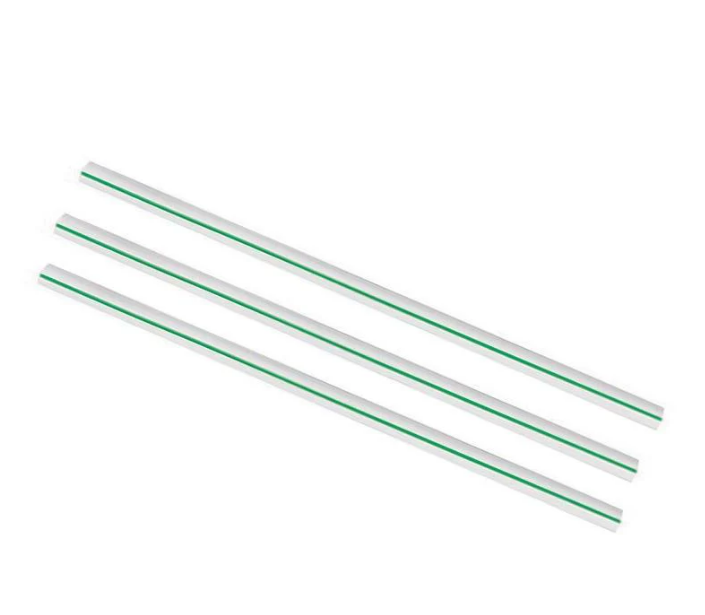 Vegware 8.25" x 10mm Compostable Jumbissimo Green Stripe PLA Boba Straw (QTY 1920), SKU SS10-GS