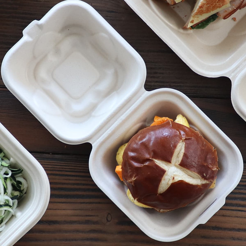 World Centric 6x6x3" Fiber Burger Box, Laminated (QTY:500)