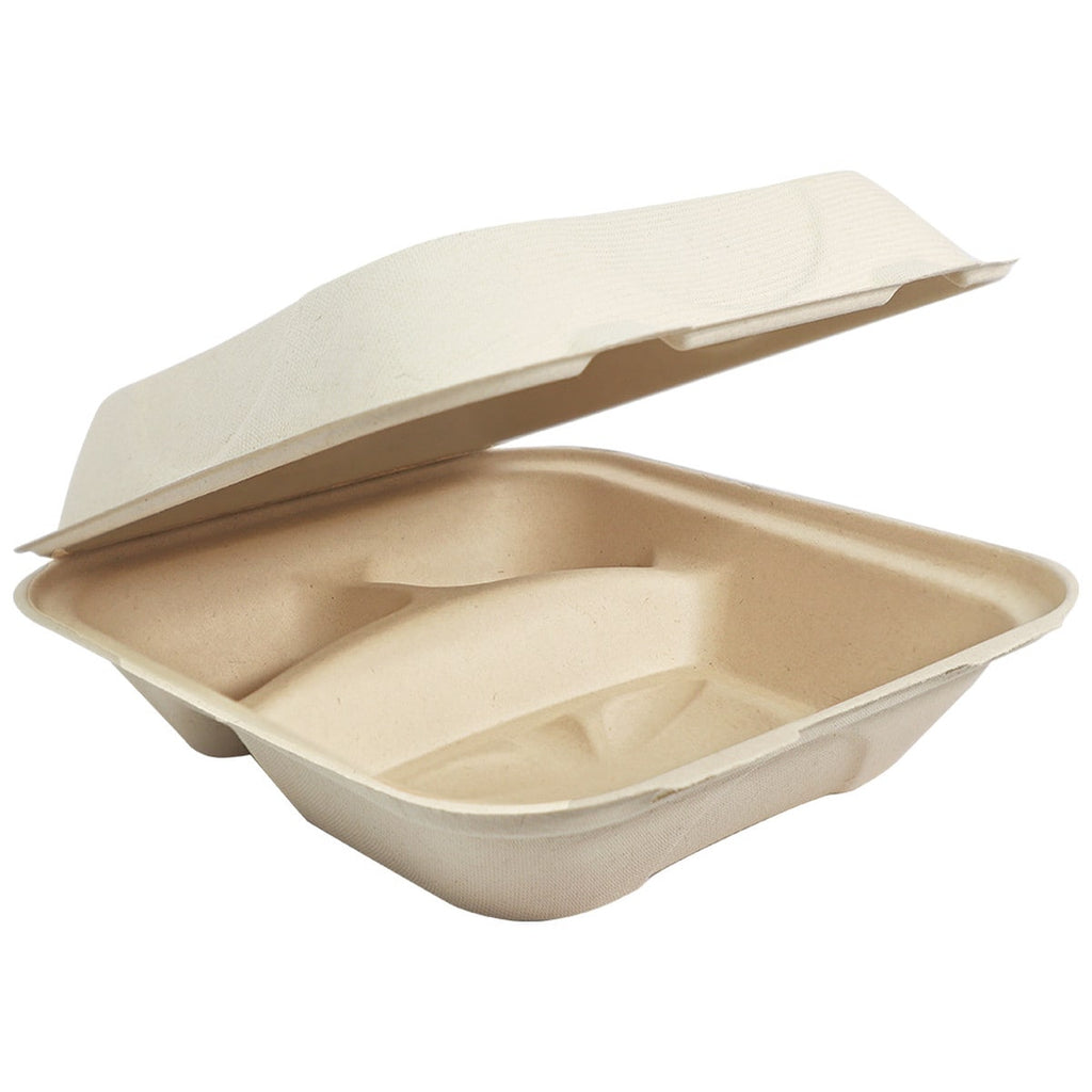 World Centric 8" x 8" x 3" Clamshell 3-Compt (QTY:300)