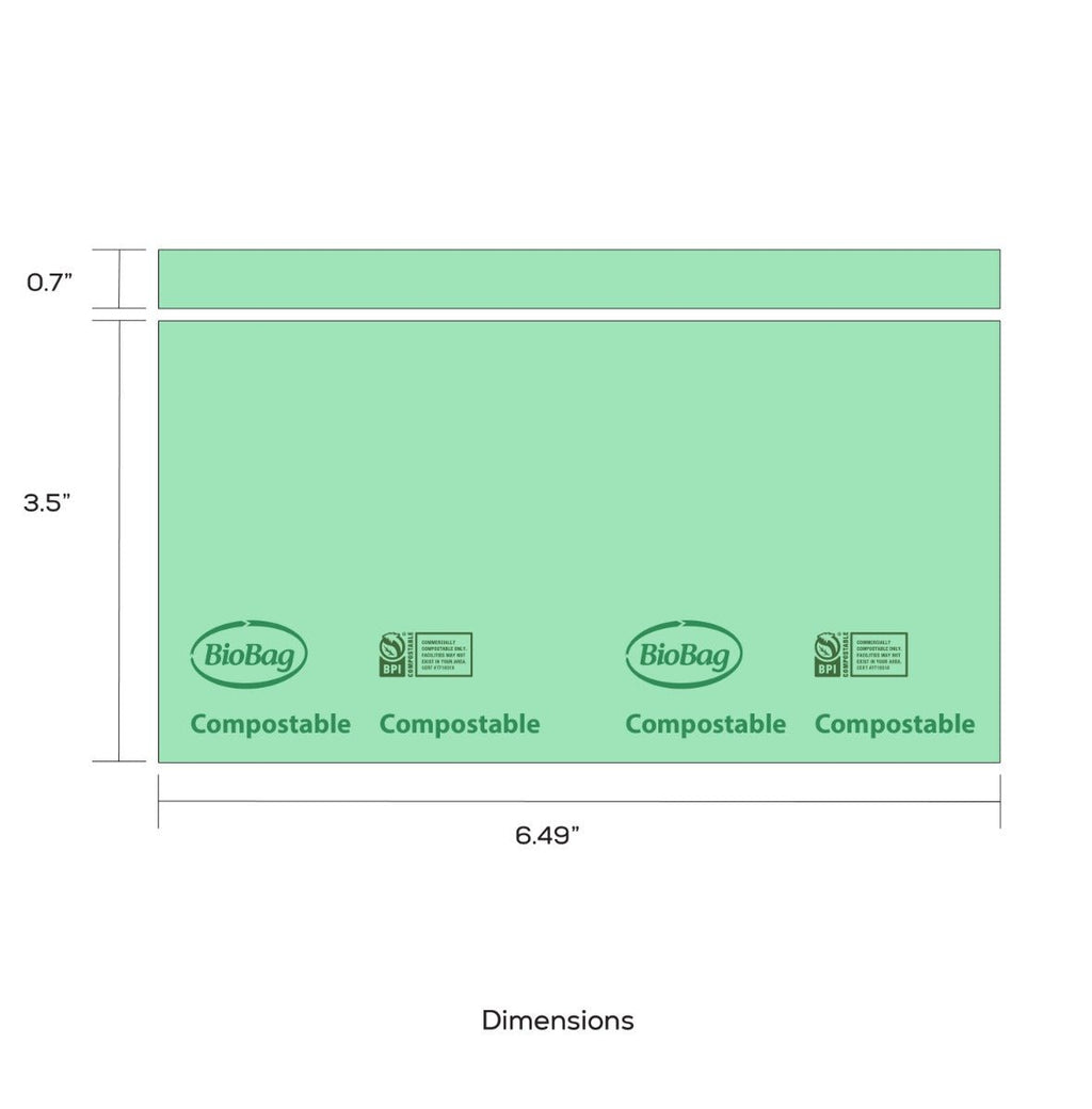 BioBag 6.5" x 3.5" Compostable Resealable Food Storage Bags, 1.8 mil (QTY 360 Bags), SKU 190424