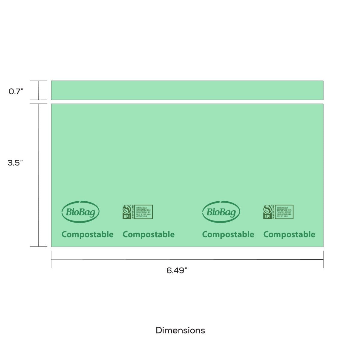 BioBag 6.5" x 3.5" Compostable Resealable Food Storage Bags, 1.8 mil (QTY 360 Bags), SKU 190424