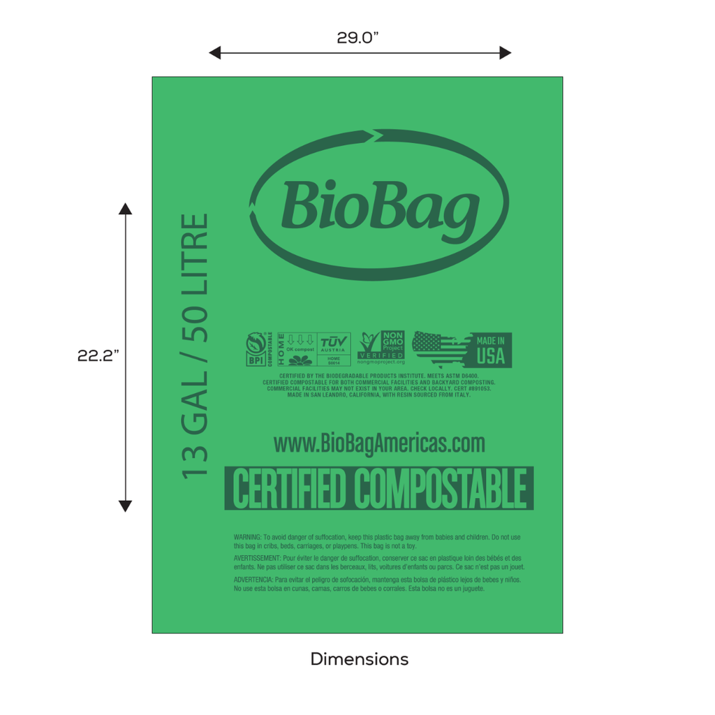Biobag 13 Gal Compostable Bags (4-Roll Pack, QTY:40)