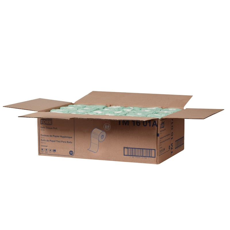 Tork Universal 2-Ply Bath Tissue Roll, 500 Sheets, 156.25 ft, White (QTY 96), SKU TM1601A
